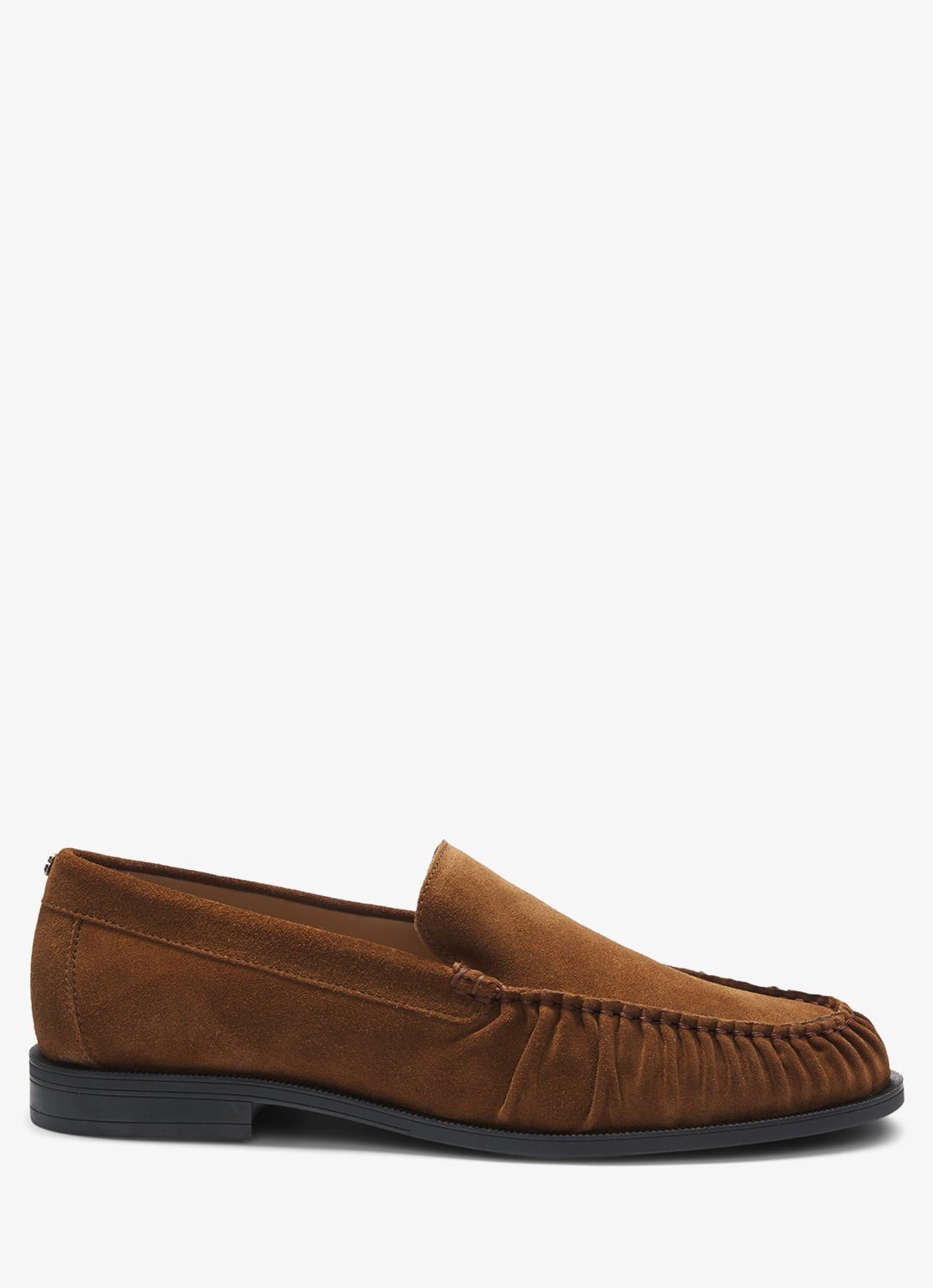 BOSS Loafer van suède  - voorkant 4 donkerbruin