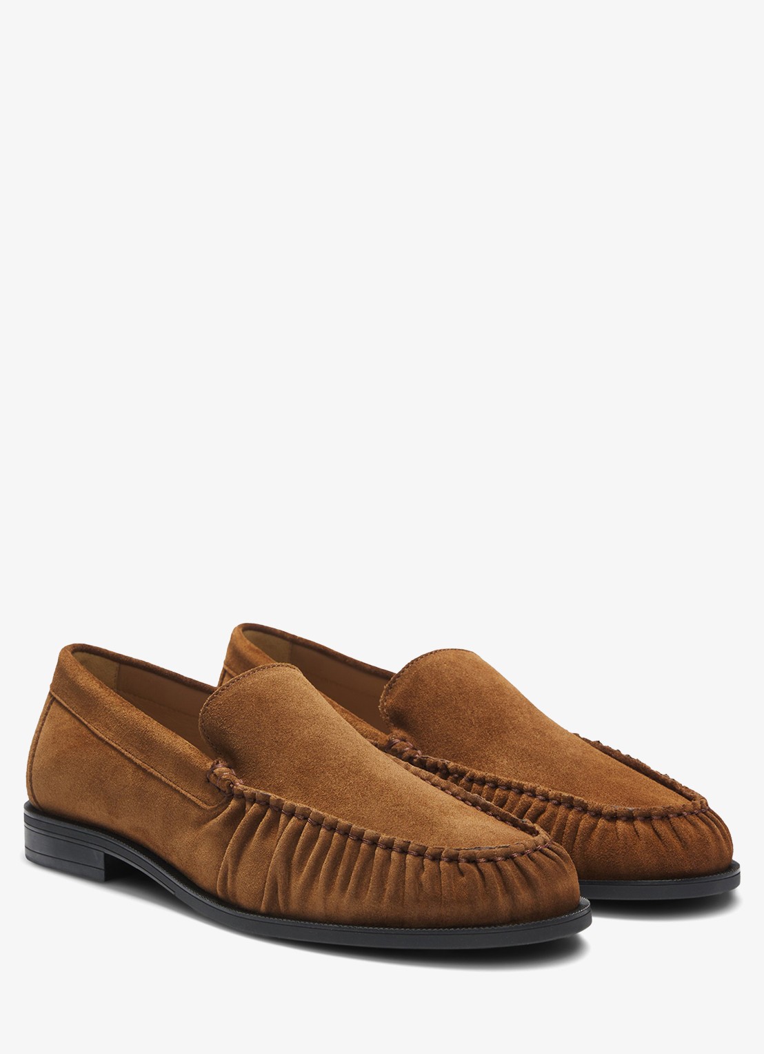BOSS Loafer van suède  - voorkant 5 donkerbruin