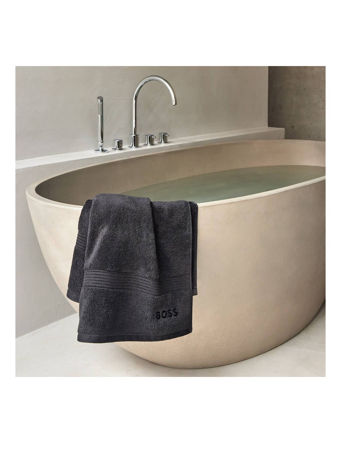 BOSS Loft badhanddoek - 700g/m² - 70 x 140 cm  - detail 5 zwart