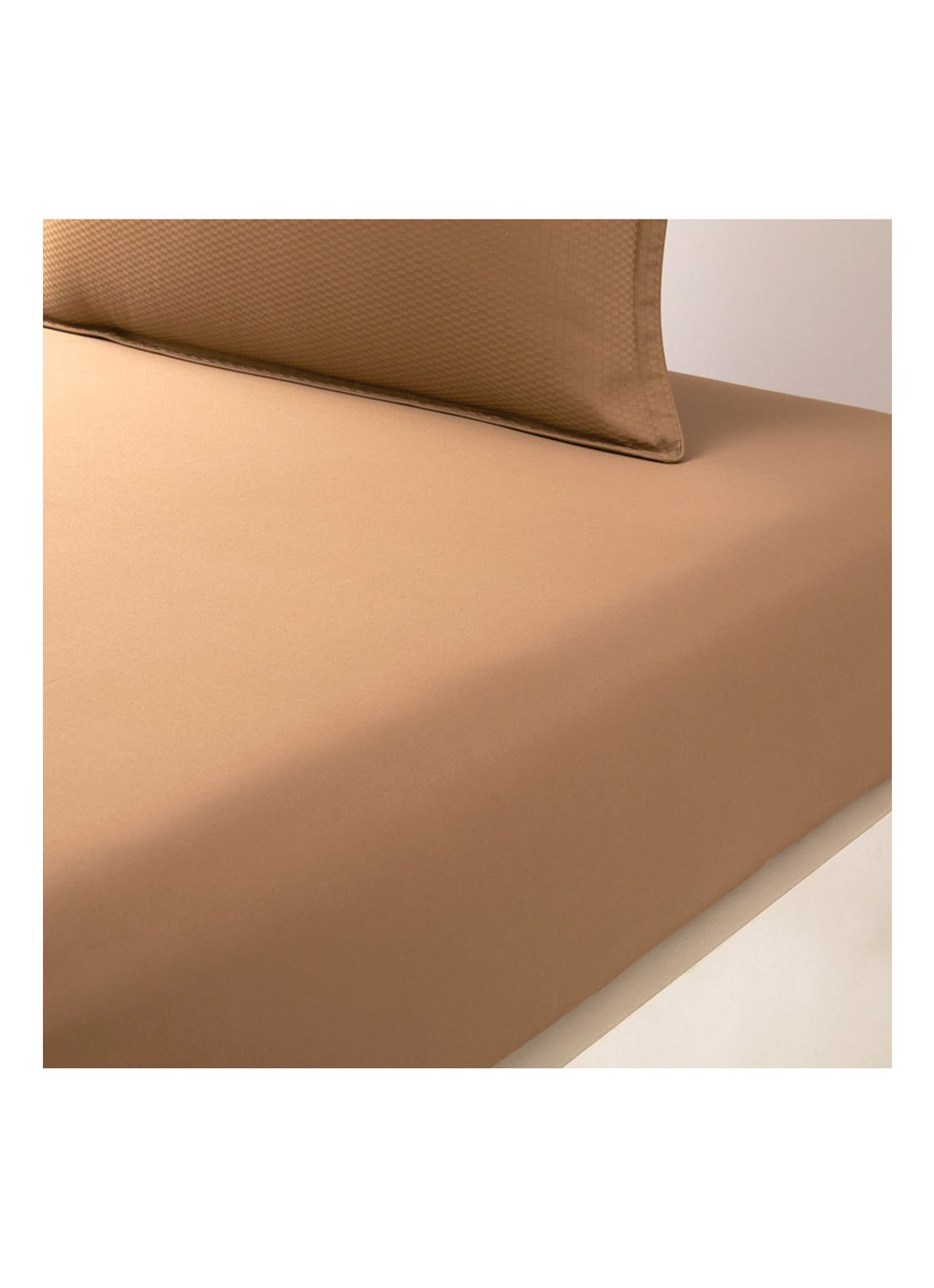 BOSS Loft hoeslaken van katoensatijn 120TC, hoekhoogte 30 cm - voorkant camel