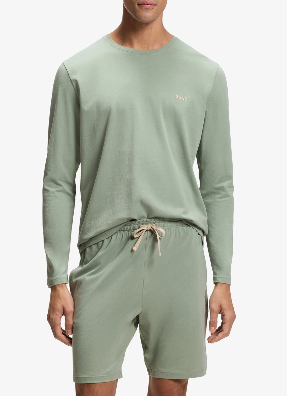 BOSS Longsleeve met logo - detail 4 lichtgroen