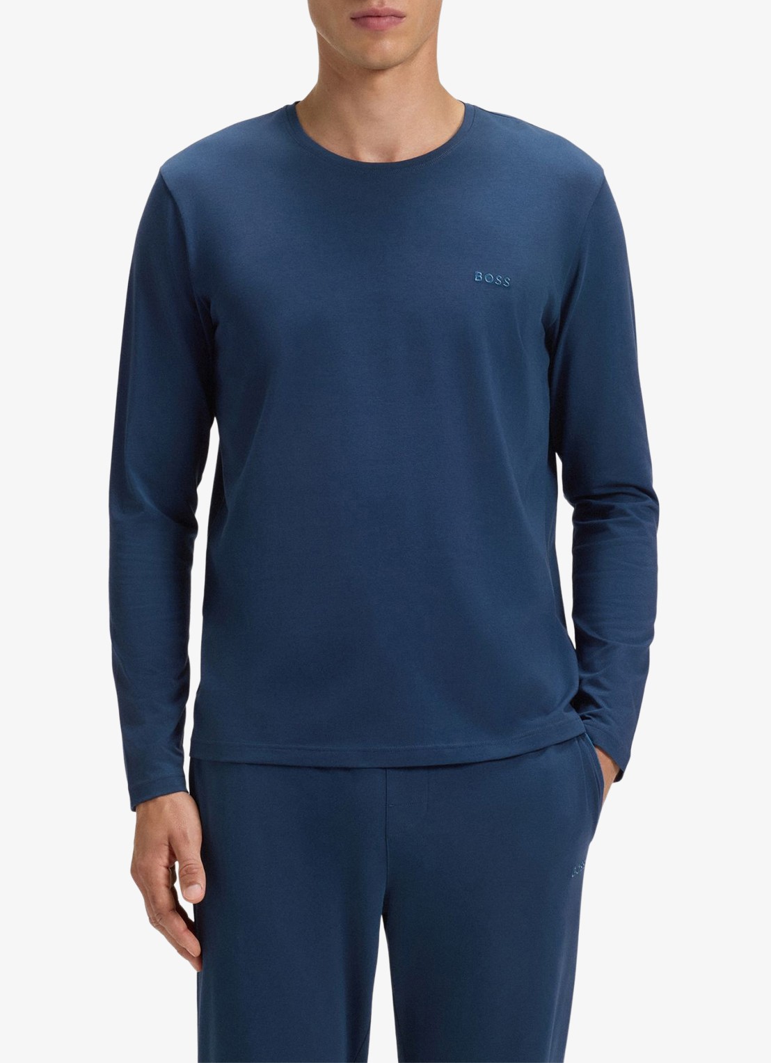 BOSS Longsleeve met logo - detail 4 blauw