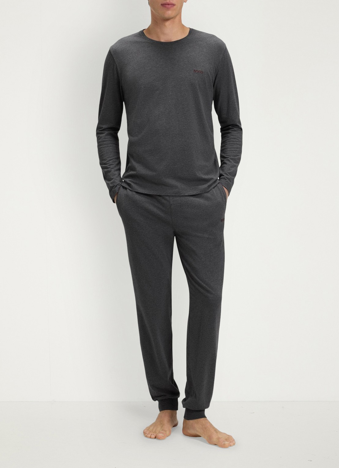 BOSS Longsleeve met logo - voorkant 3 grijs