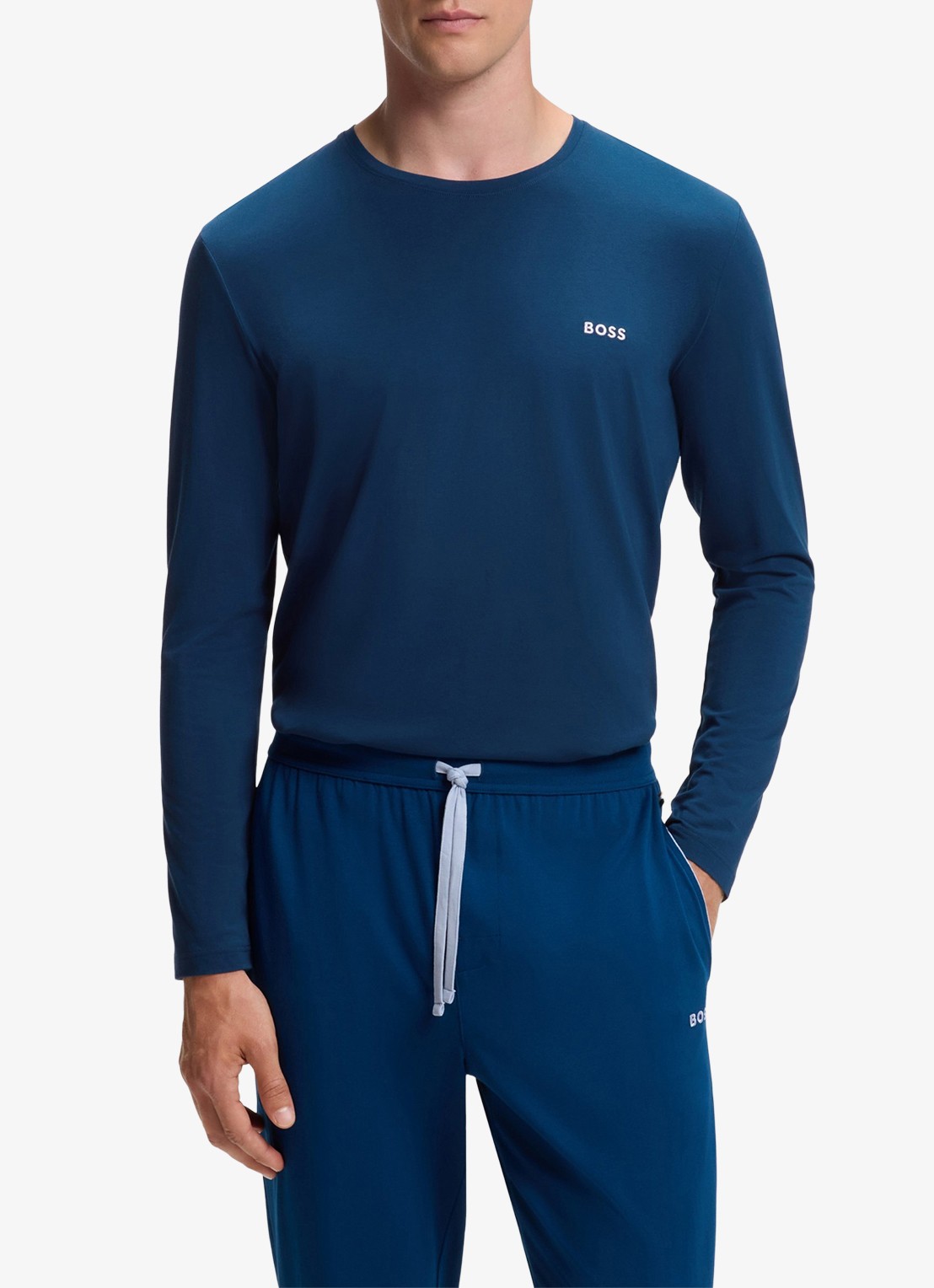 BOSS Longsleeve met logo - detail donkerblauw