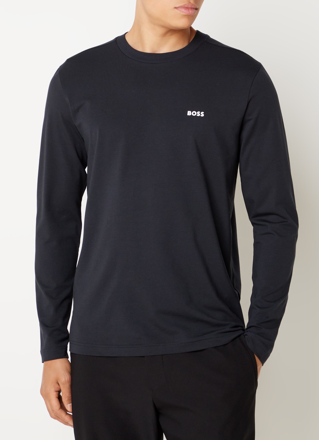 BOSS Longsleeve met logo - detail 3 donkerblauw