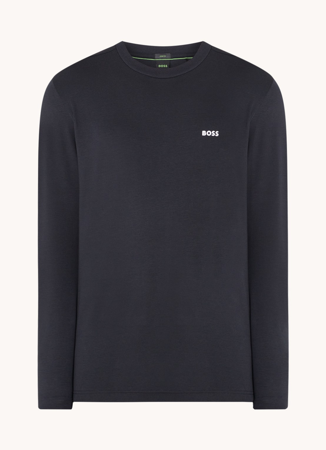 BOSS Longsleeve met logo - voorkant donkerblauw