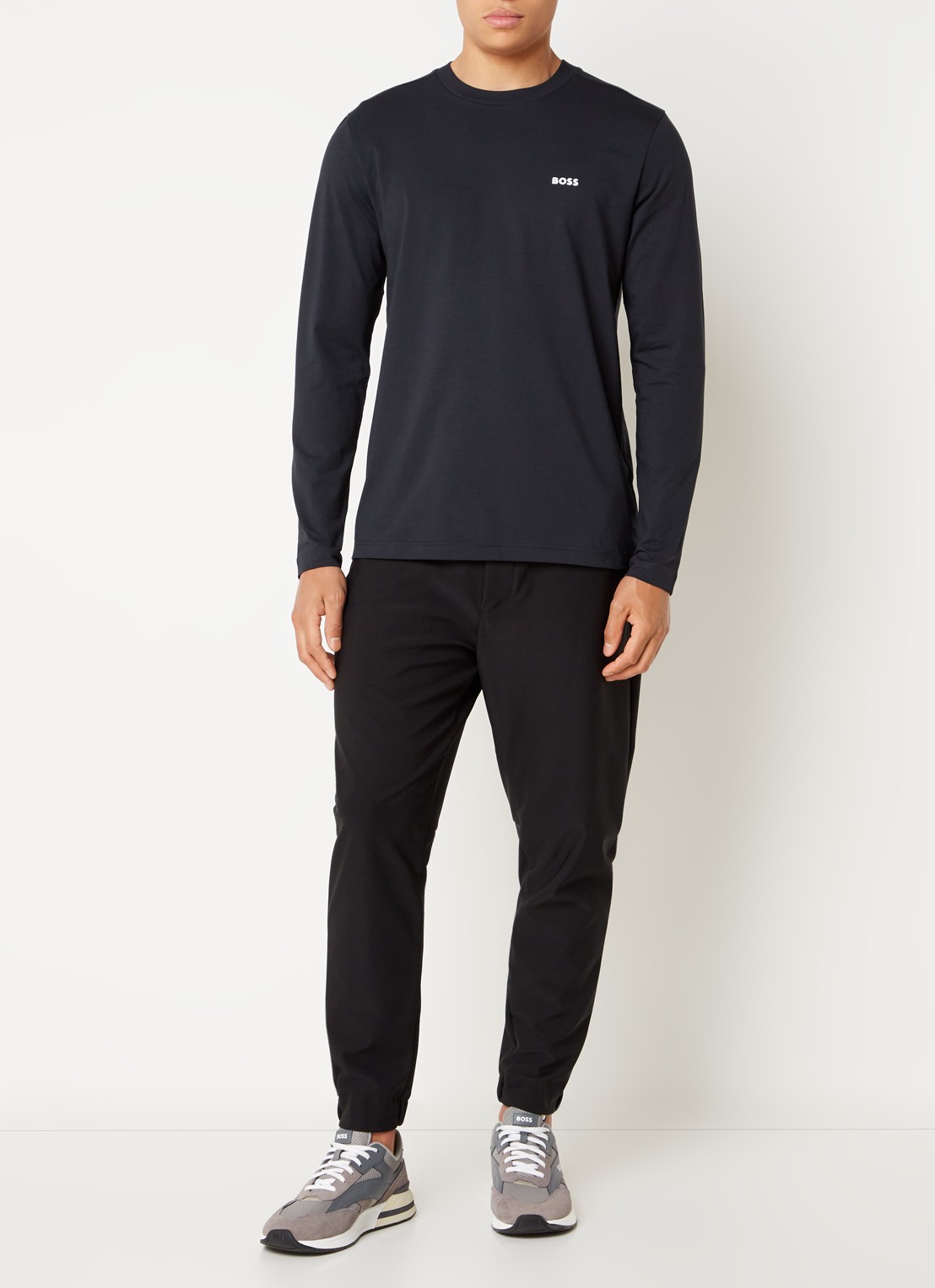 BOSS Longsleeve met logo - voorkant 2 donkerblauw