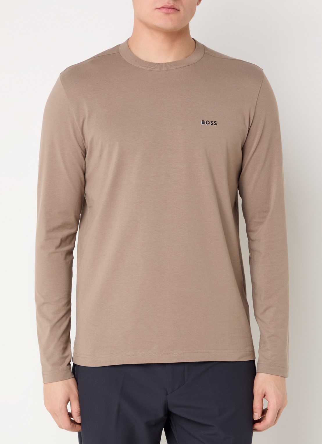 BOSS Longsleeve met logo - detail beige