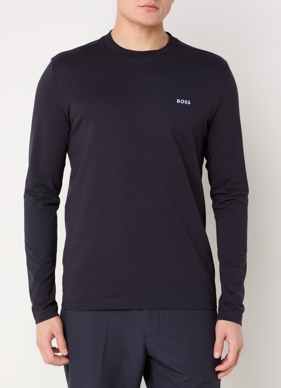 BOSS Longsleeve met logo - detail indigo
