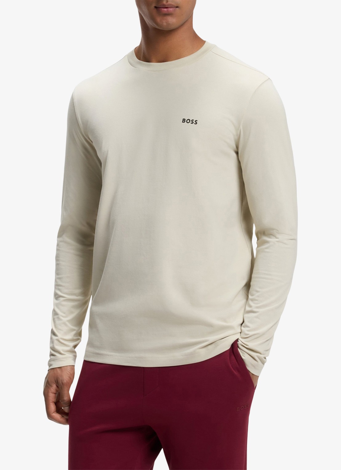 BOSS Longsleeve met logo - detail light beige-275 / beige
