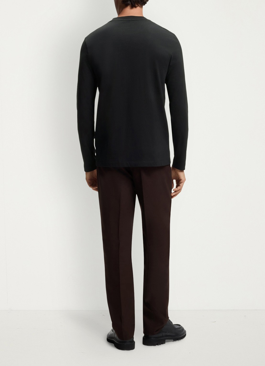 BOSS Longsleeve met logoborduring - achterkant zwart