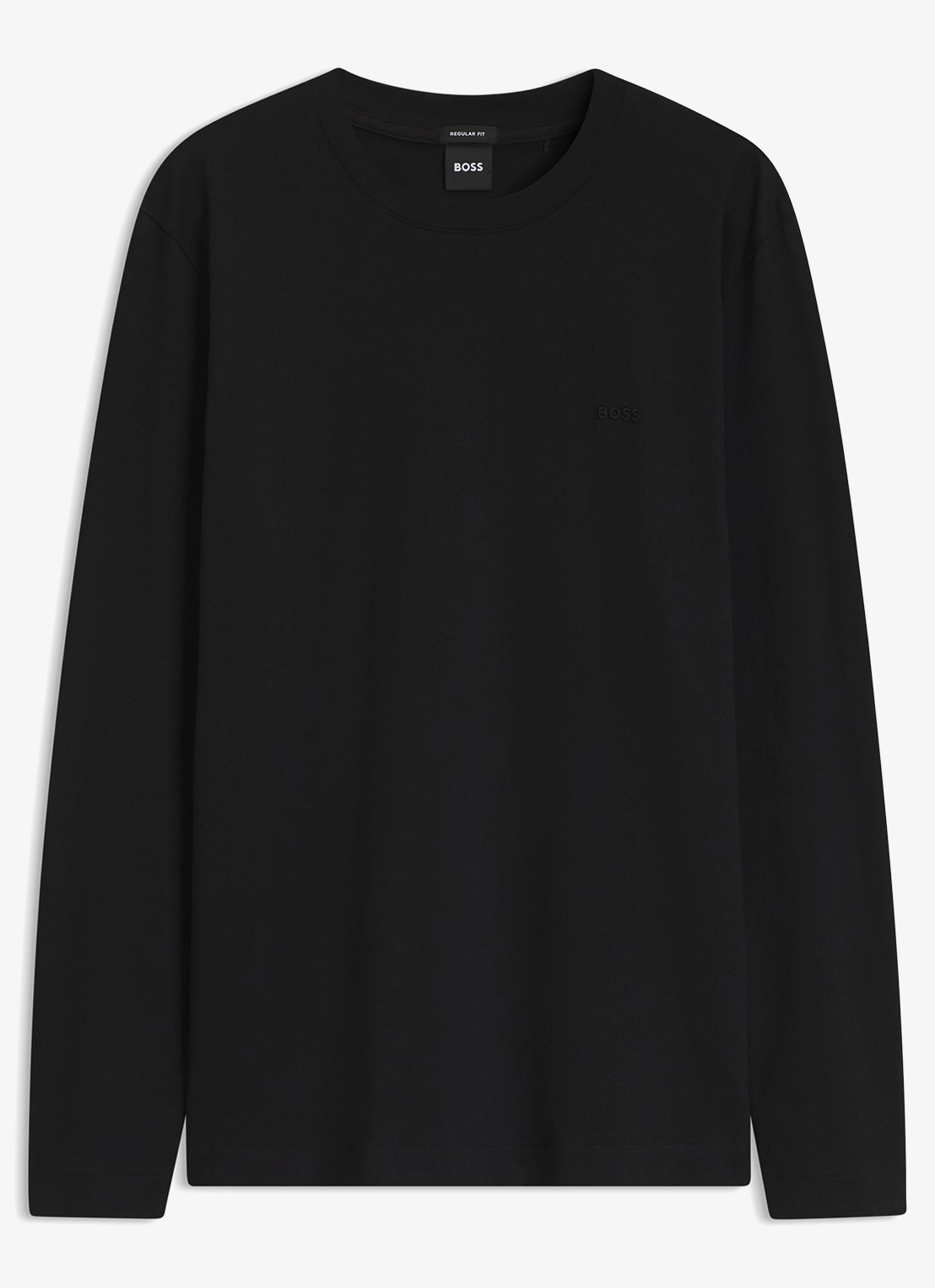 BOSS Longsleeve met logoborduring - voorkant 2 zwart