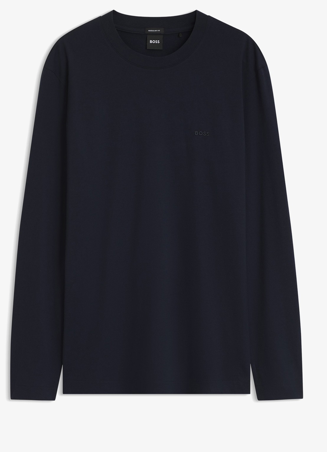 BOSS Longsleeve met logoborduring - voorkant blauw