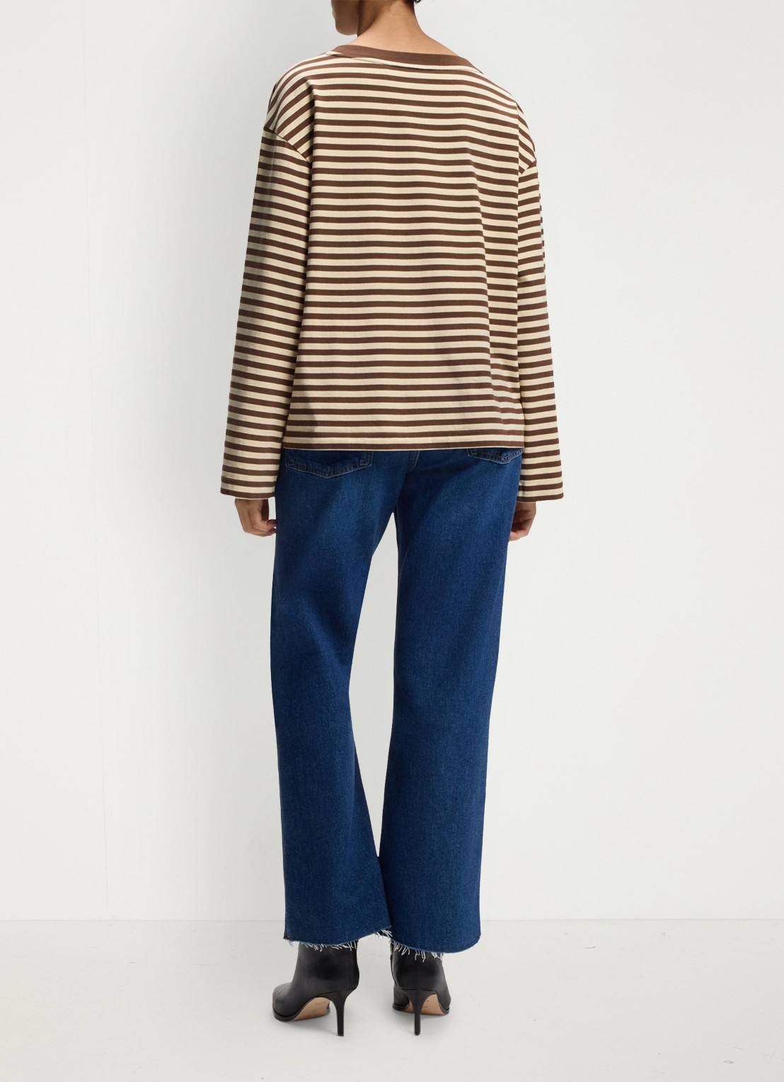 BOSS Longsleeve met streepprint  - achterkant bruin