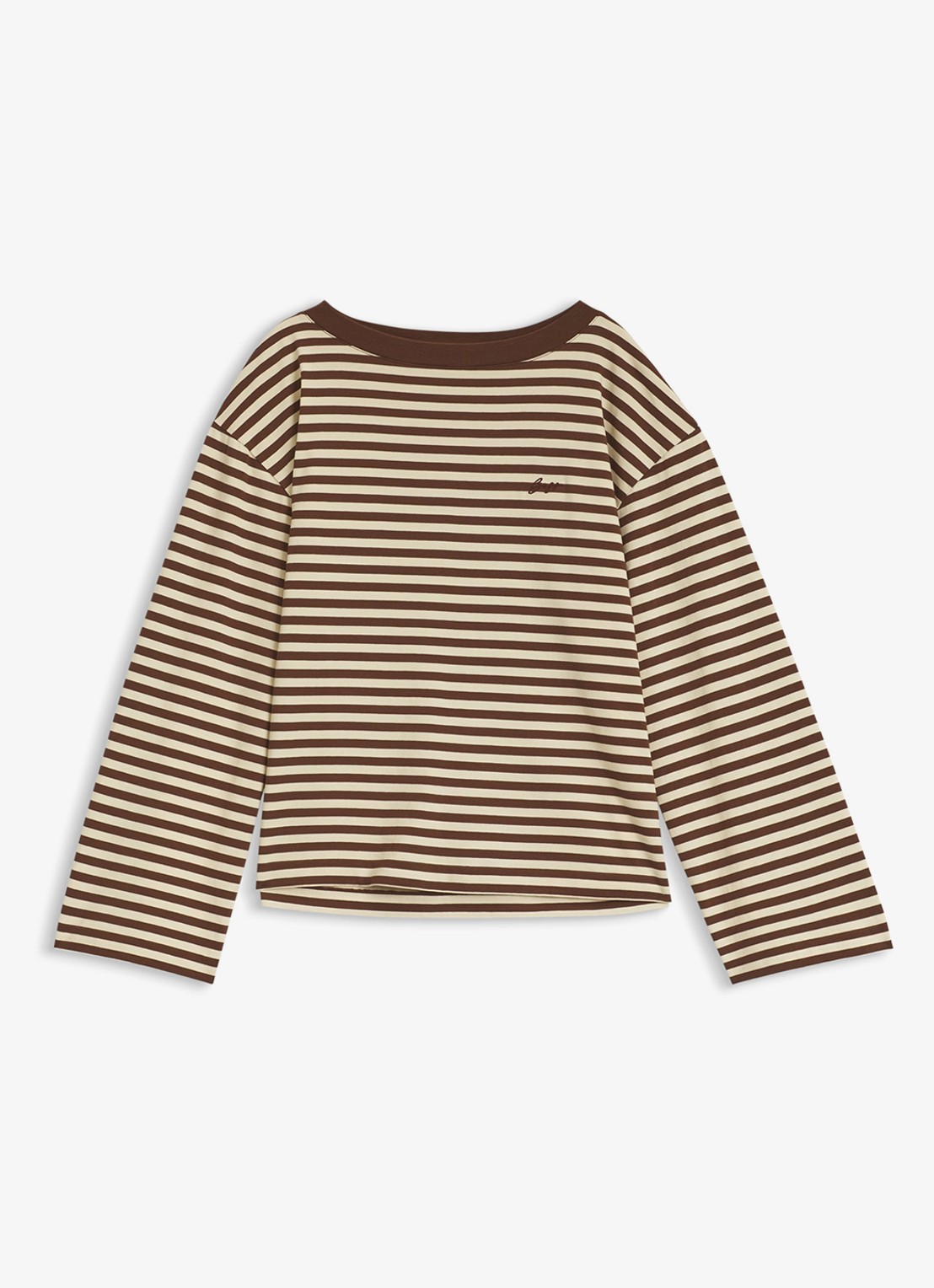 BOSS Longsleeve met streepprint  - voorkant 4 bruin