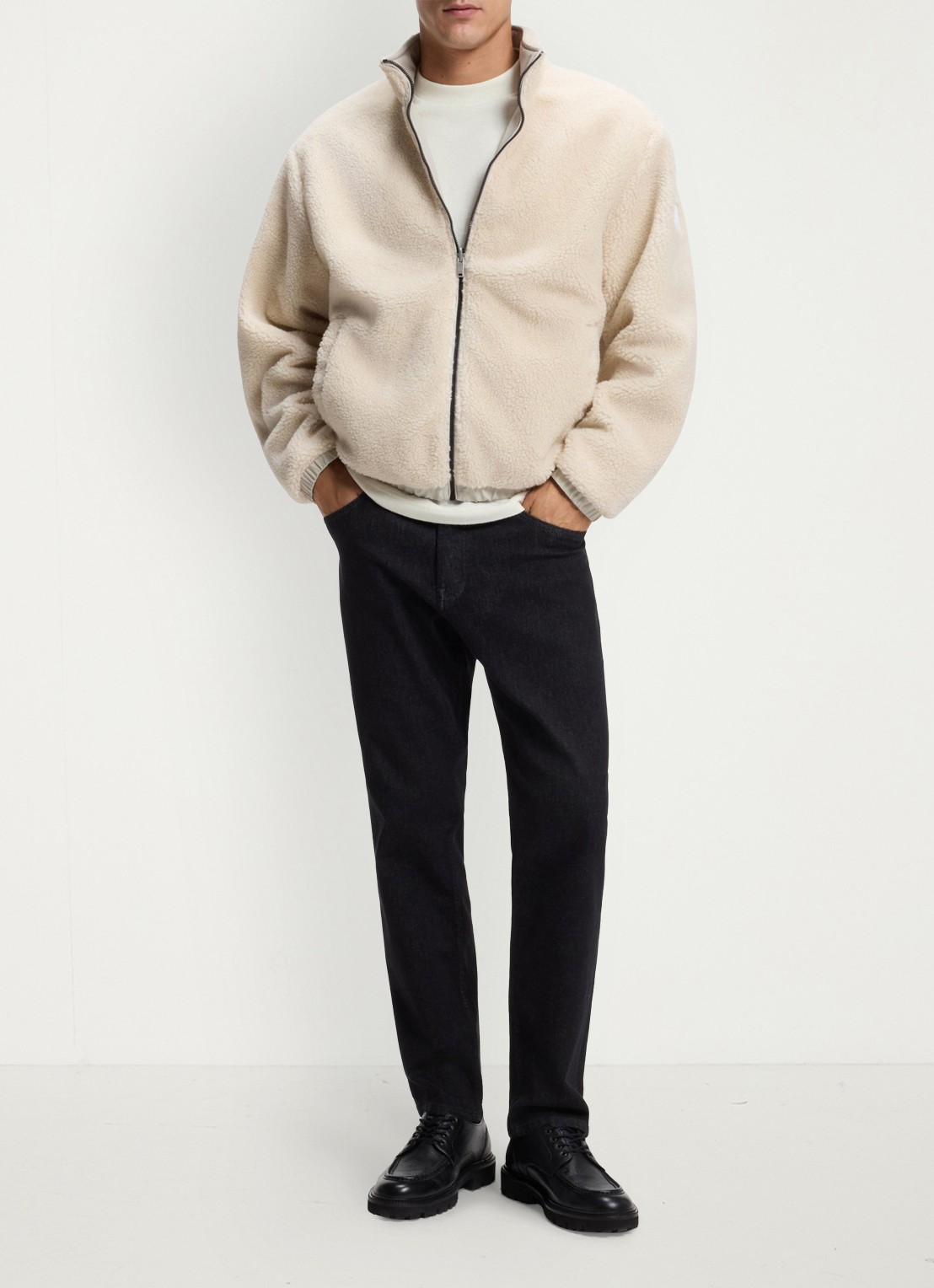 BOSS Longsleeve met stretch - voorkant 3 natural-106 / beige