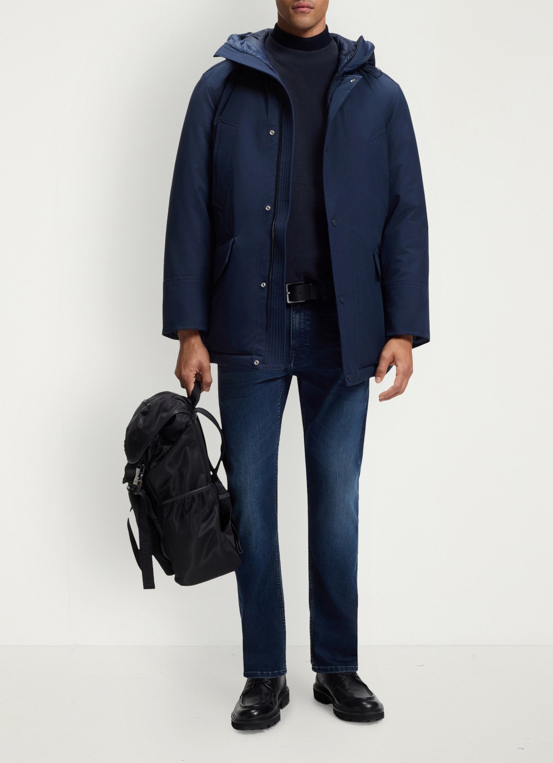 BOSS Longsleeve met stretch - voorkant 5 blauw