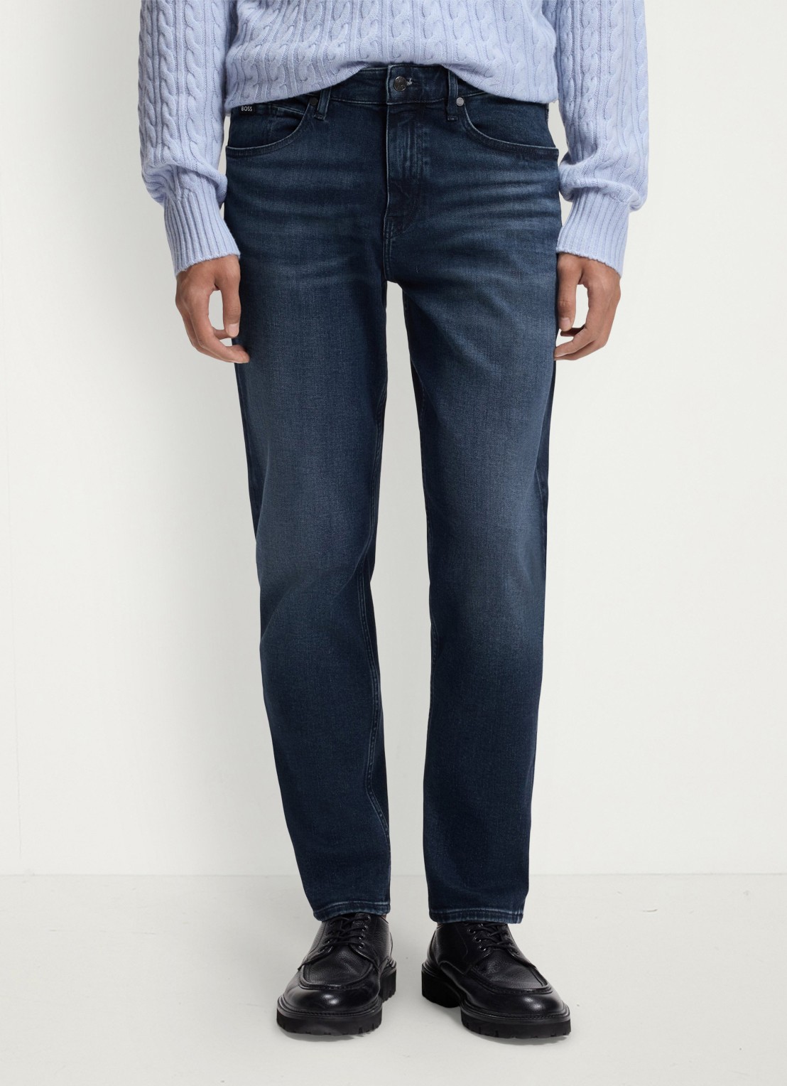 BOSS Loose fit jeans met donkere wassing - detail 4 donkerblauw