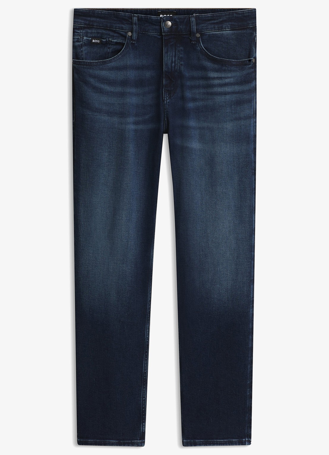 BOSS Loose fit jeans met donkere wassing - voorkant 2 donkerblauw