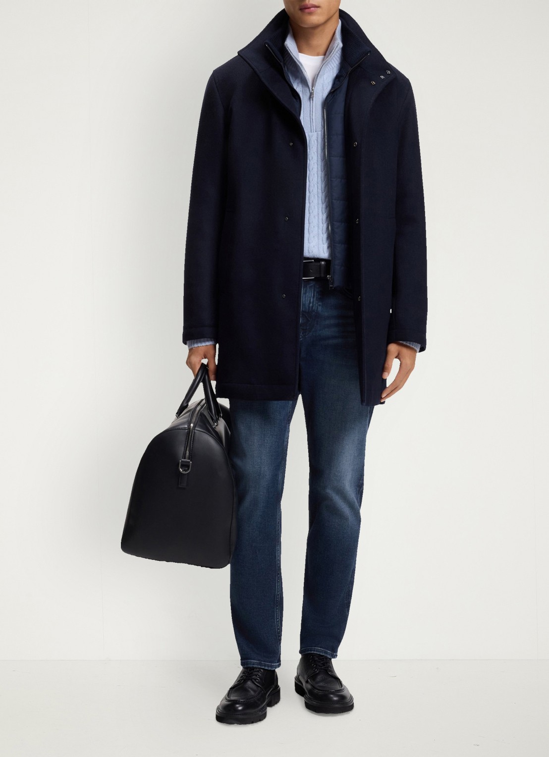 BOSS Loose fit jeans met donkere wassing - voorkant 3 donkerblauw