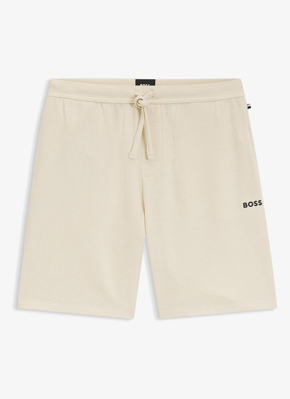BOSS Loose fit korte broek met logo - voorkant 2 beige