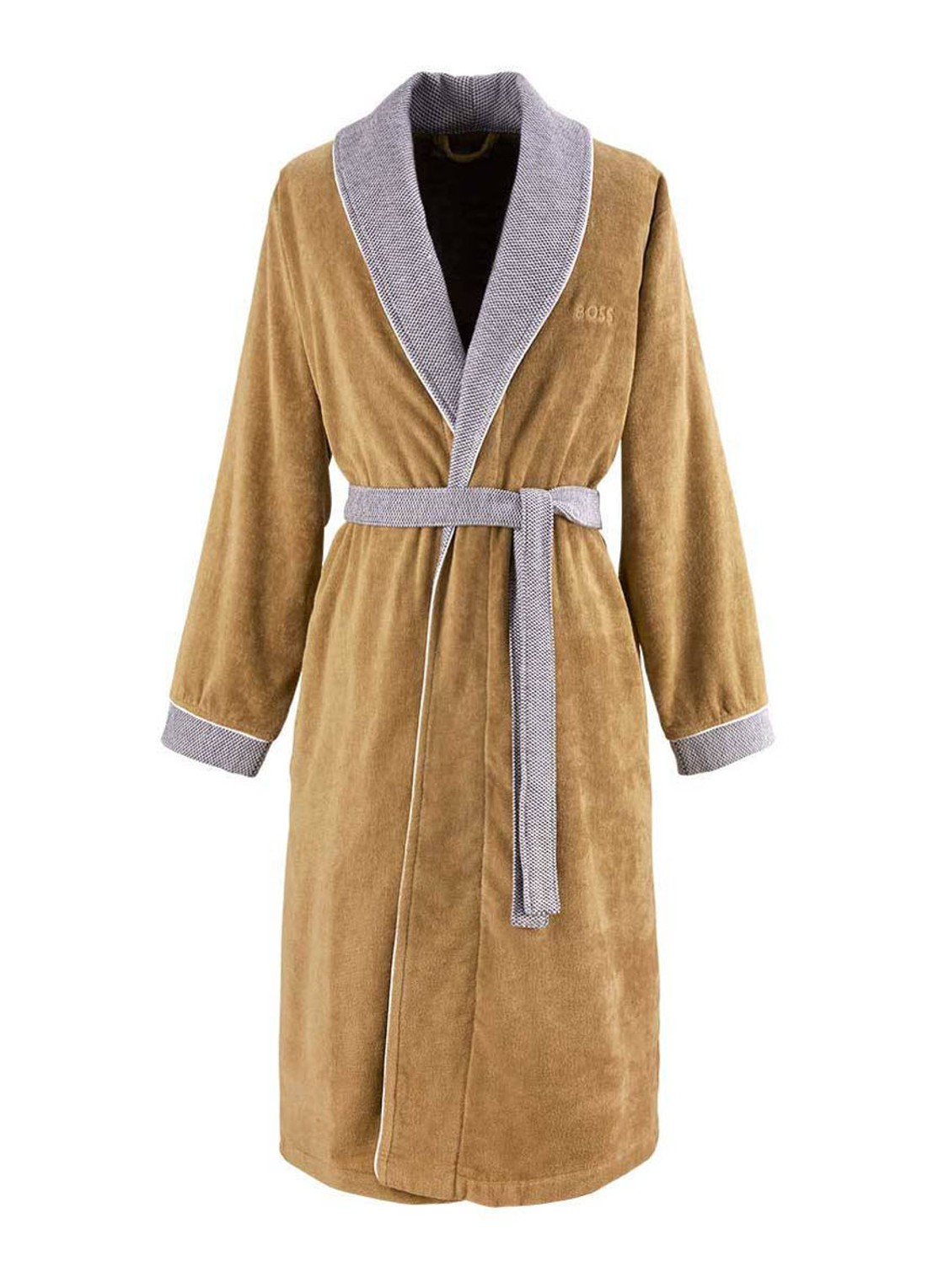BOSS Lord badjas van katoen - unisex - voorkant camel