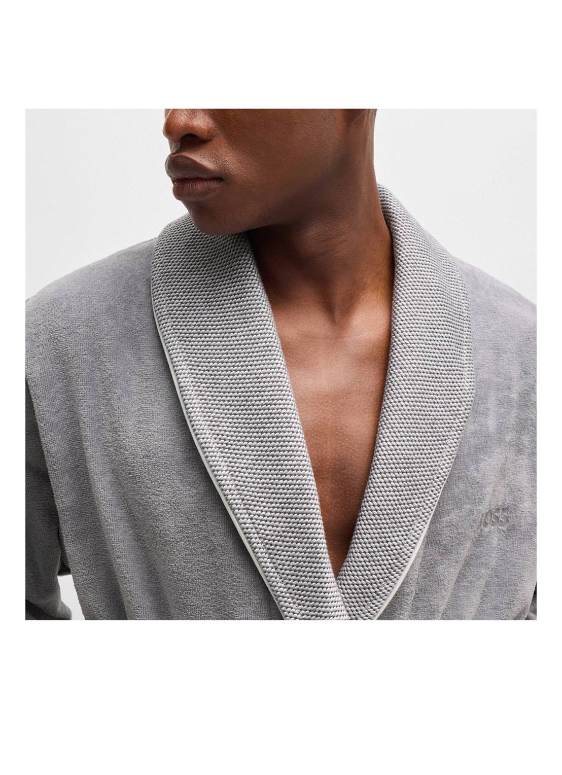 BOSS Lord badjas van katoen - unisex - detail 2 grijs