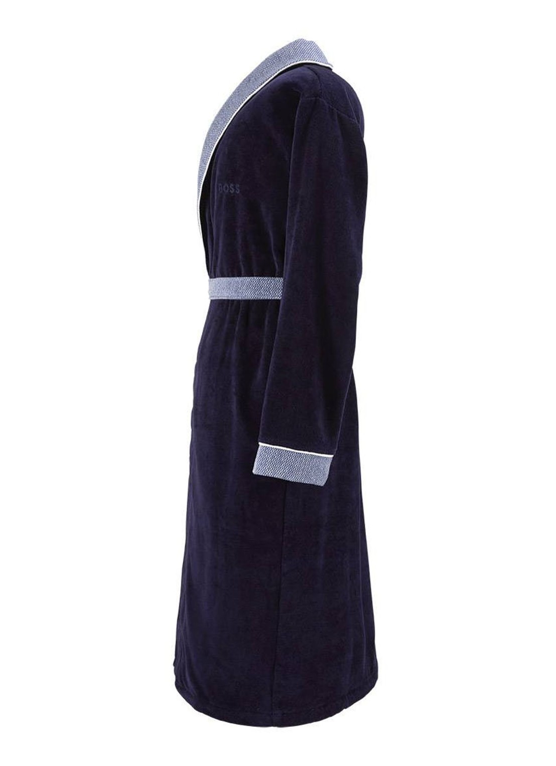 BOSS Lord badjas van katoen - unisex - detail 3 donkerblauw
