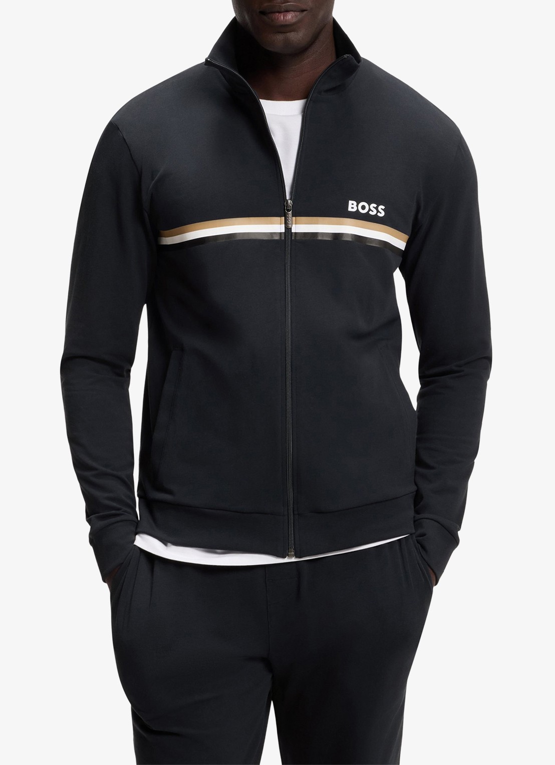 BOSS Loungeset met logo en steekzakken - detail blauw