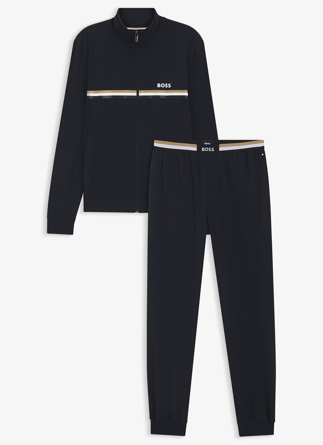 BOSS Loungeset met logo en steekzakken - voorkant 3 blauw