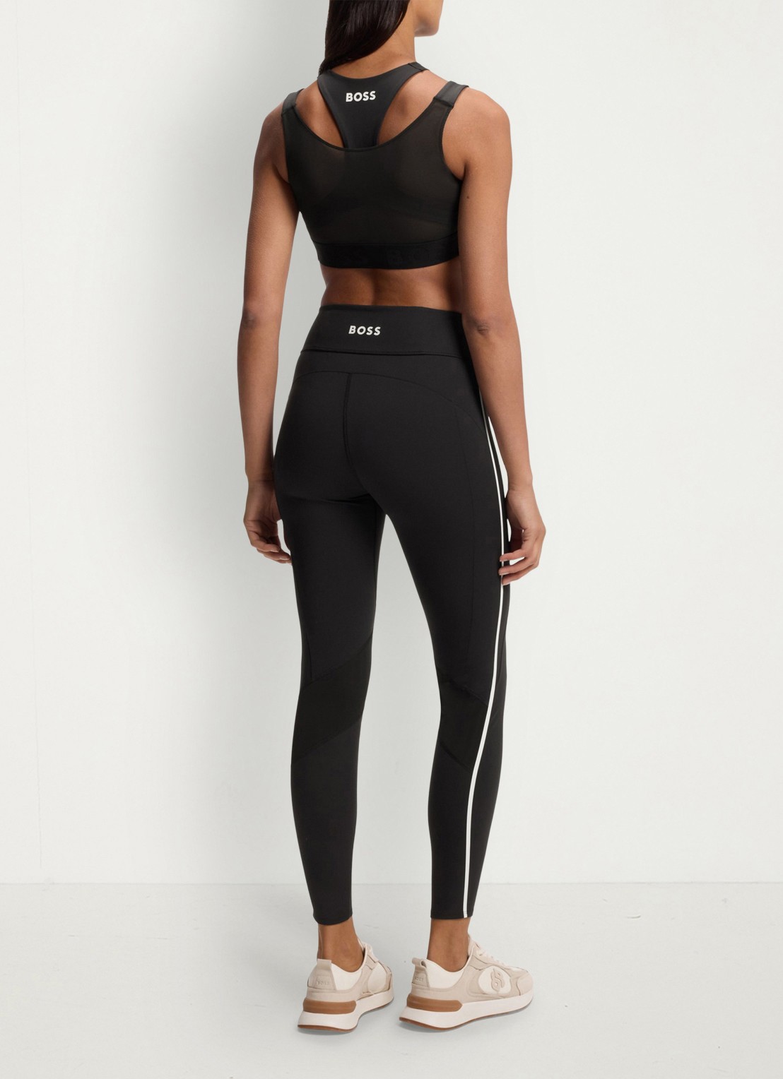 BOSS Low waist skinny fit trainingslegging met logo - achterkant 3 zwart