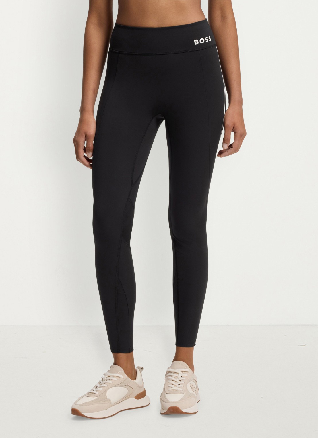 BOSS Low waist skinny fit trainingslegging met logo - detail zwart
