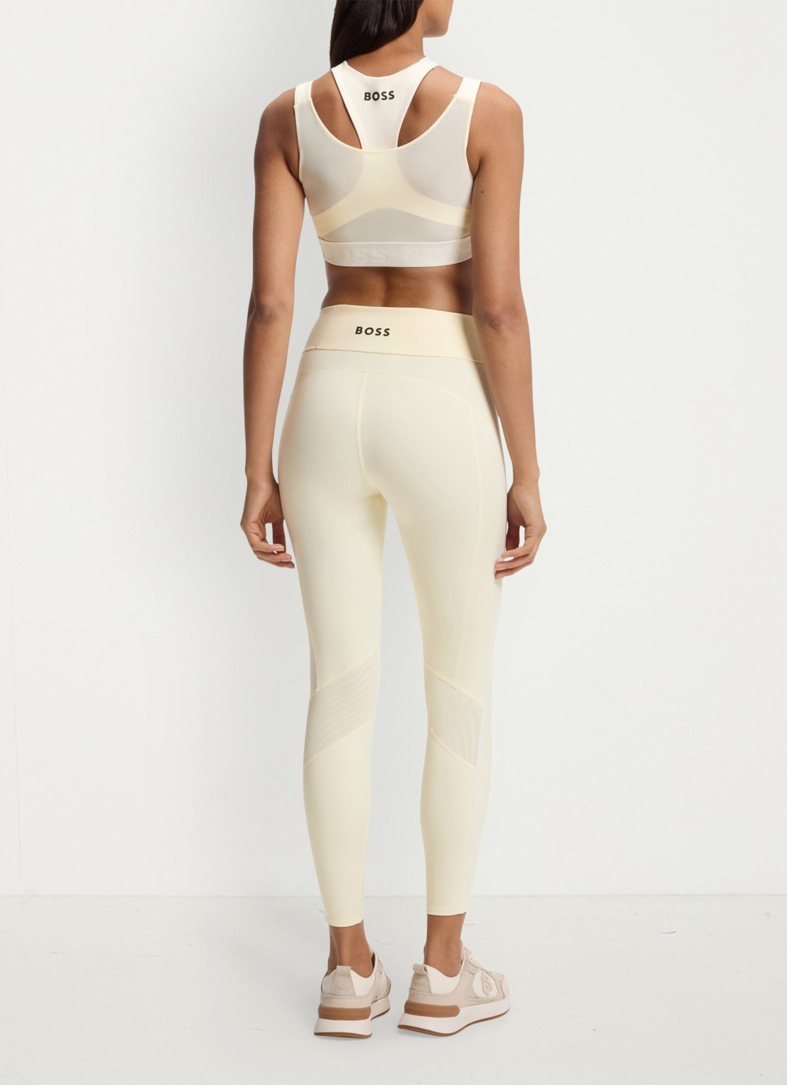 BOSS Low waist skinny fit trainingslegging met logo - achterkant creme