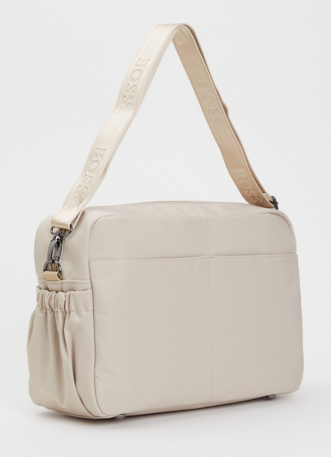 BOSS Luiertas met logoborduring en tasbedel  - achterkant beige