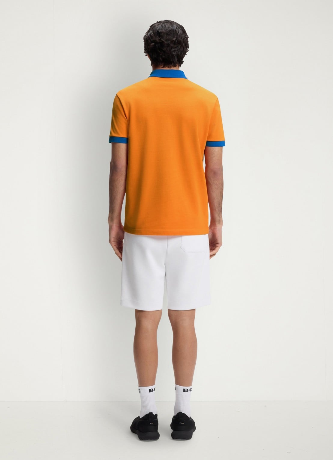 BOSS Lux Paddy regular fit polo met logoborduring - achterkant 3 bright orange-821 / oranje