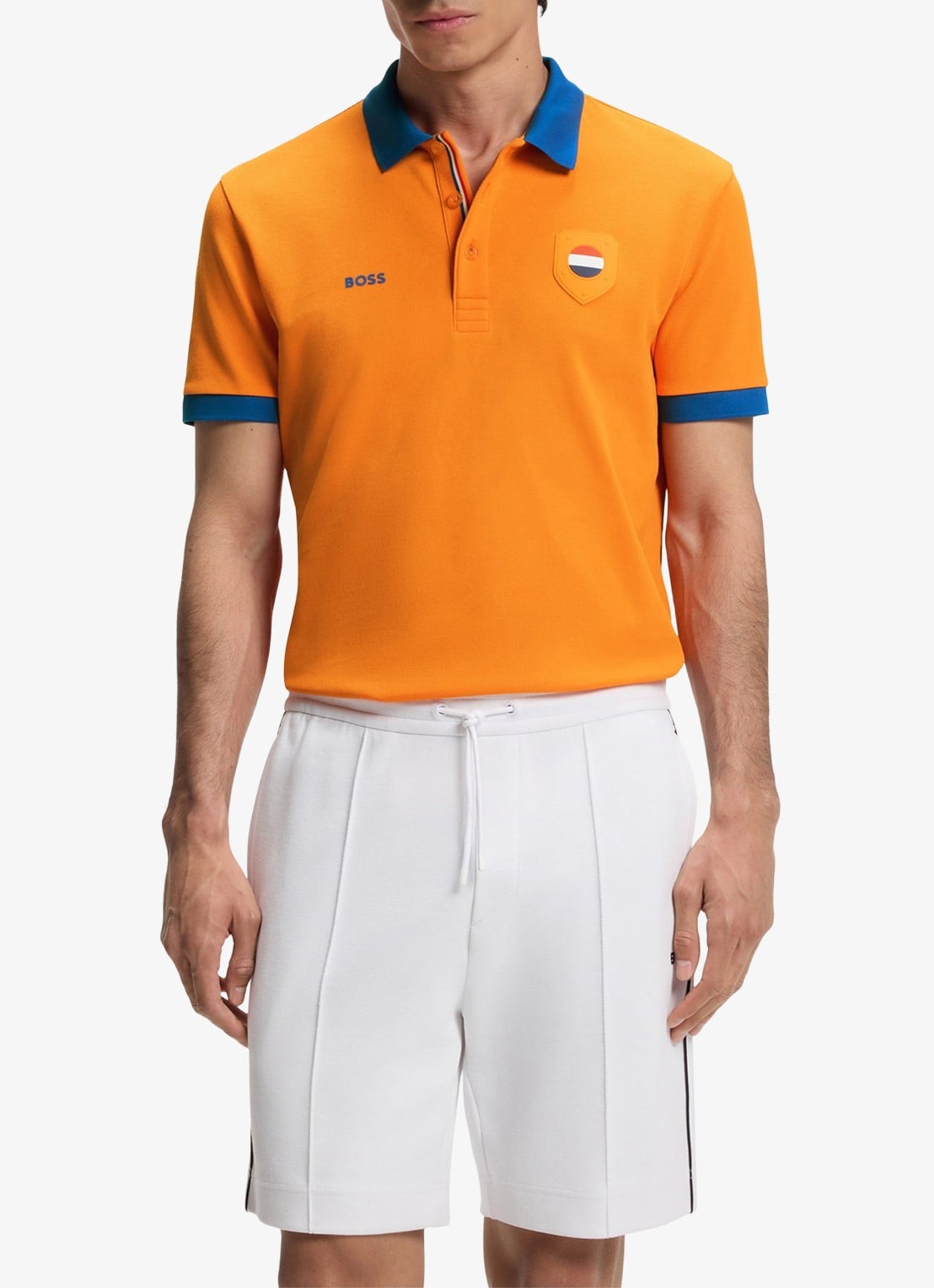 BOSS Lux Paddy regular fit polo met logoborduring - detail bright orange-821 / oranje