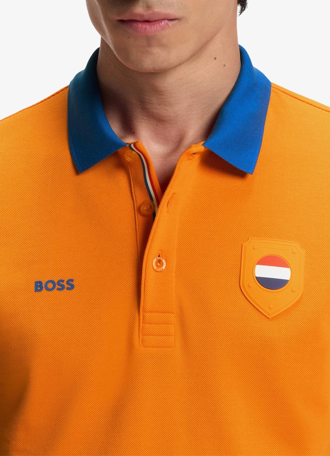 BOSS Lux Paddy regular fit polo met logoborduring - detail 2 bright orange-821 / oranje