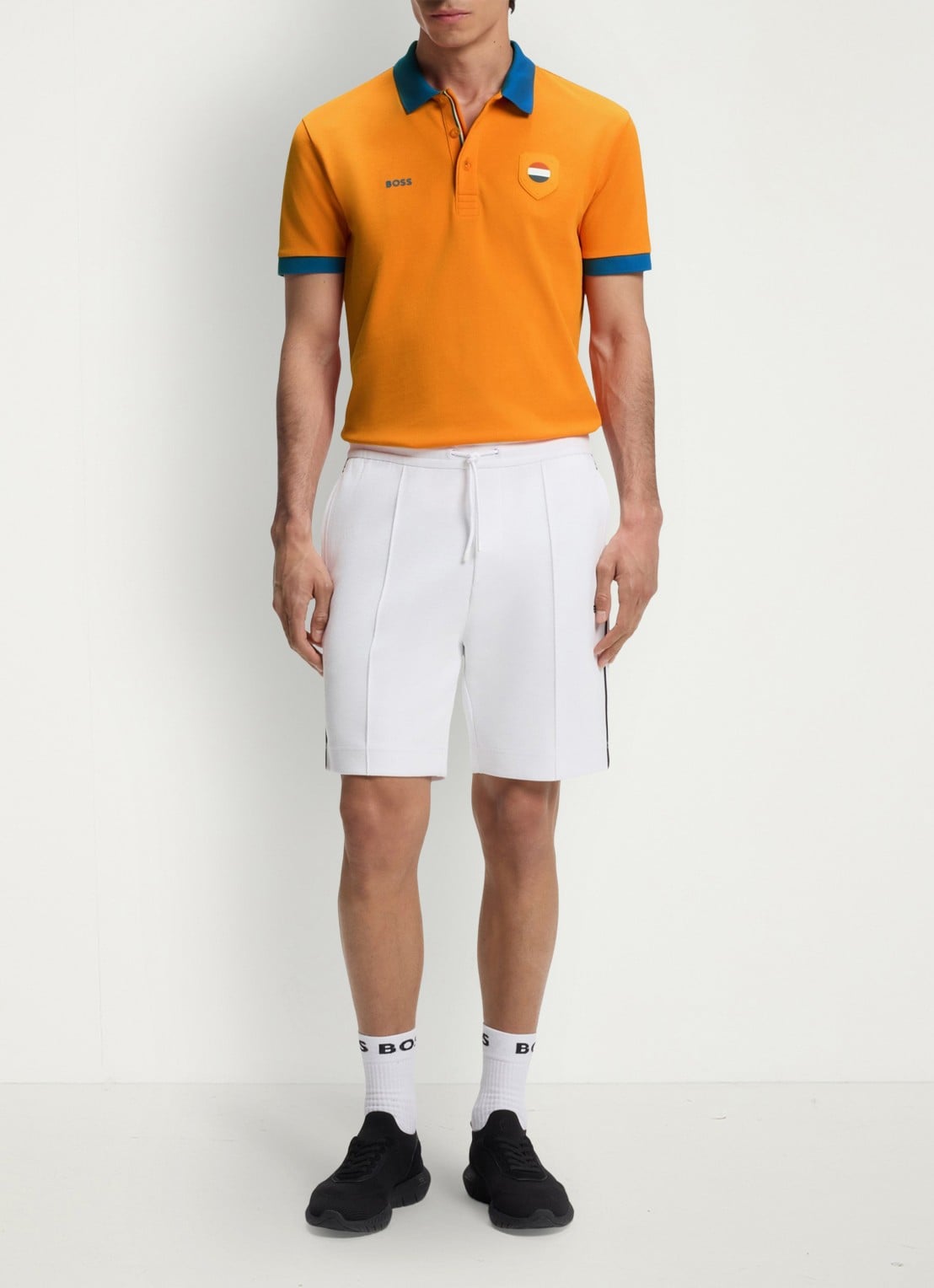 BOSS Lux Paddy regular fit polo met logoborduring - voorkant 5 bright orange-821 / oranje