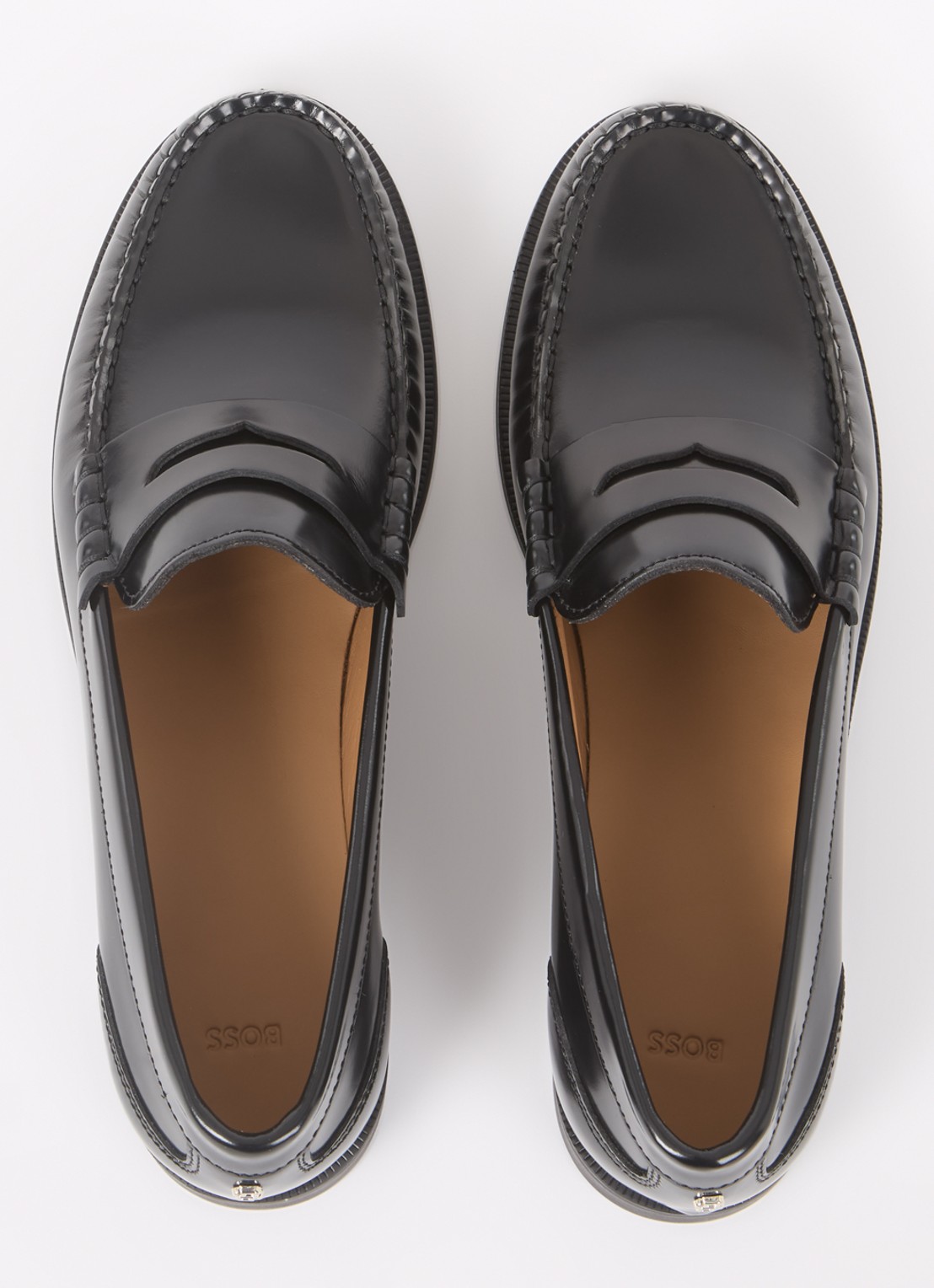 BOSS Lycia loafer van leer - detail 4 zwart