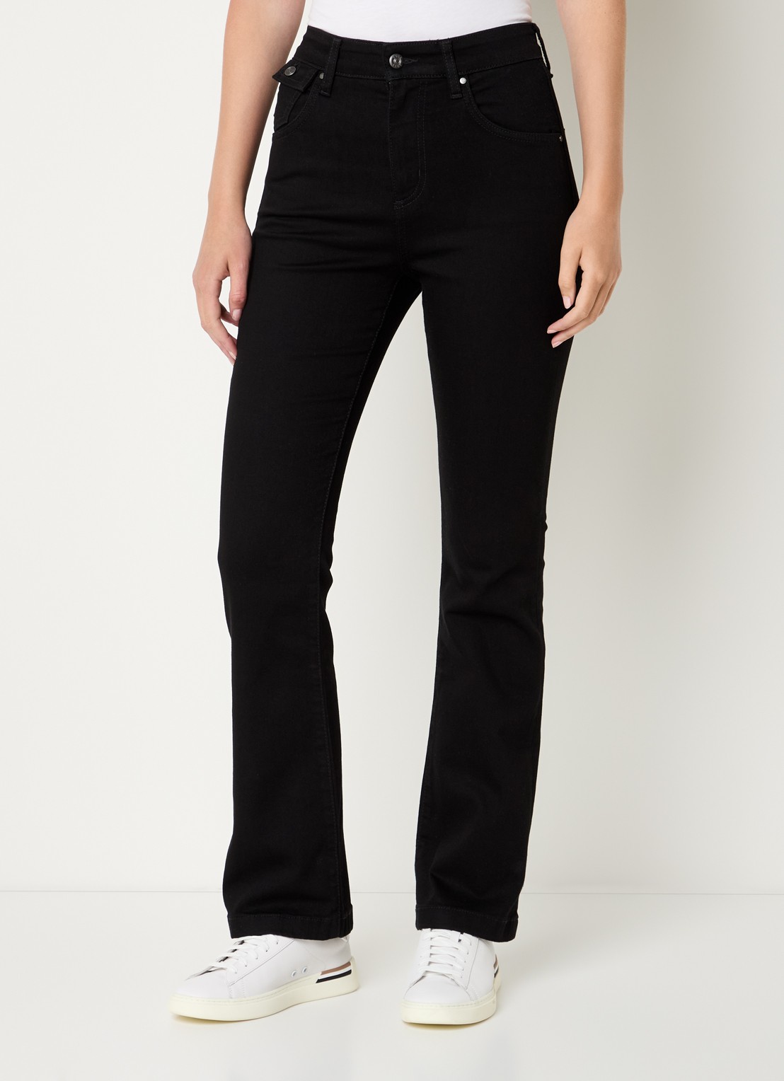 BOSS Lyris high waist bootcut jeans met gekleurde wassing - detail zwart