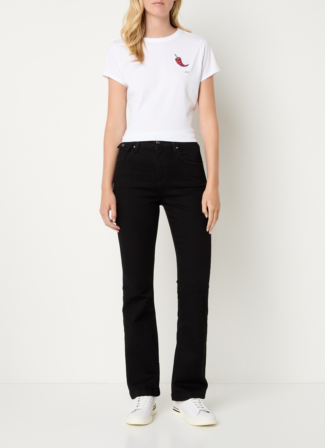 BOSS Lyris high waist bootcut jeans met gekleurde wassing - voorkant 4 zwart
