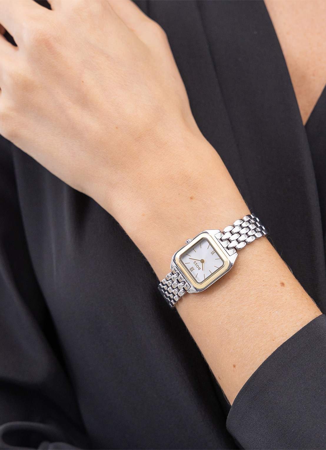 BOSS Mae Petite horloge HB1502821  - voorkant 2 zilver