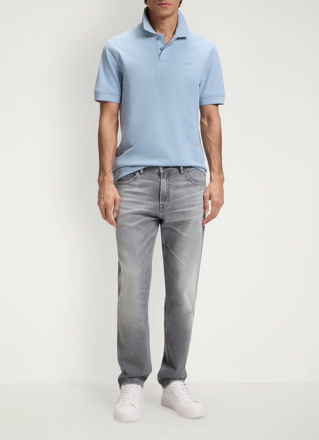 BOSS Maine straight fit jeans met gekleurde wassing - voorkant 3 grijs