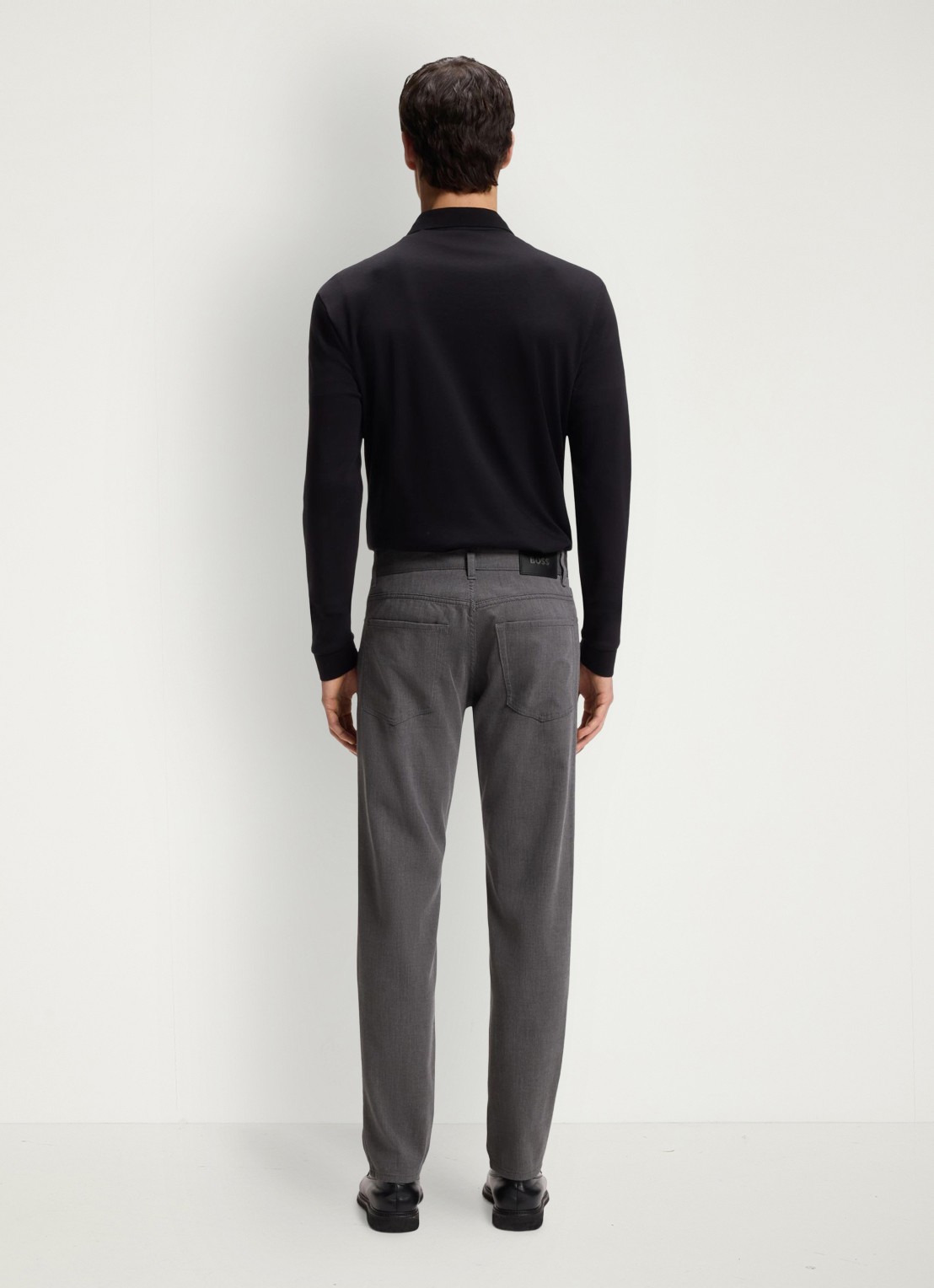 BOSS Maine straight fit pantalon met steekzakken  - achterkant 6 donkergrijs