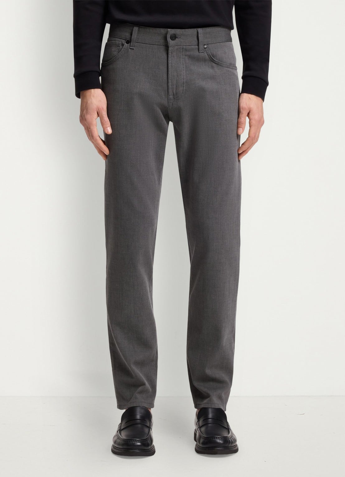 BOSS Maine straight fit pantalon met steekzakken  - detail donkergrijs