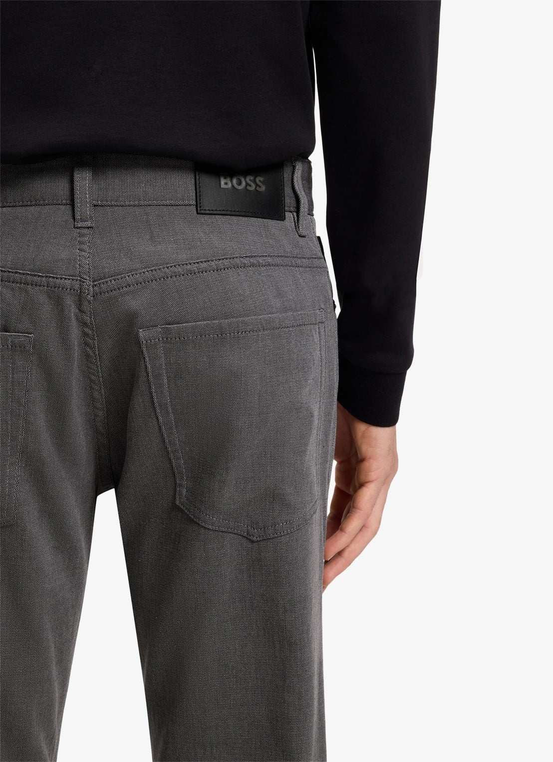 BOSS Maine straight fit pantalon met steekzakken  - detail 2 donkergrijs