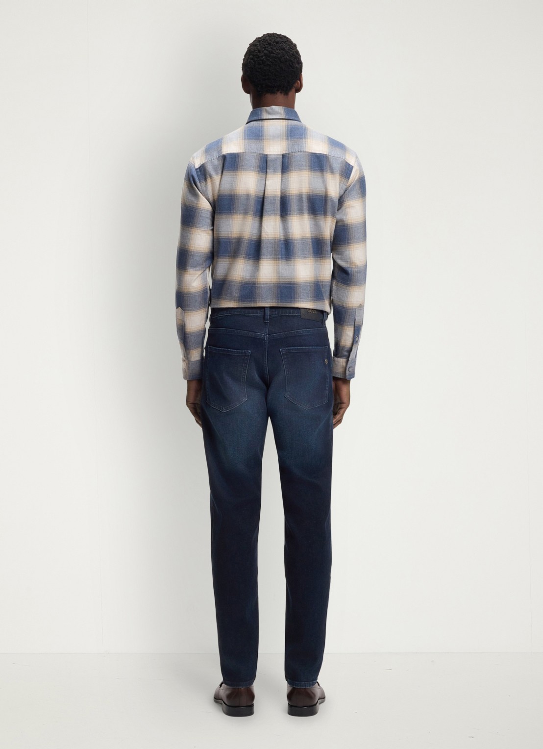 BOSS Maine straight leg jeans in katoenblend - achterkant denim