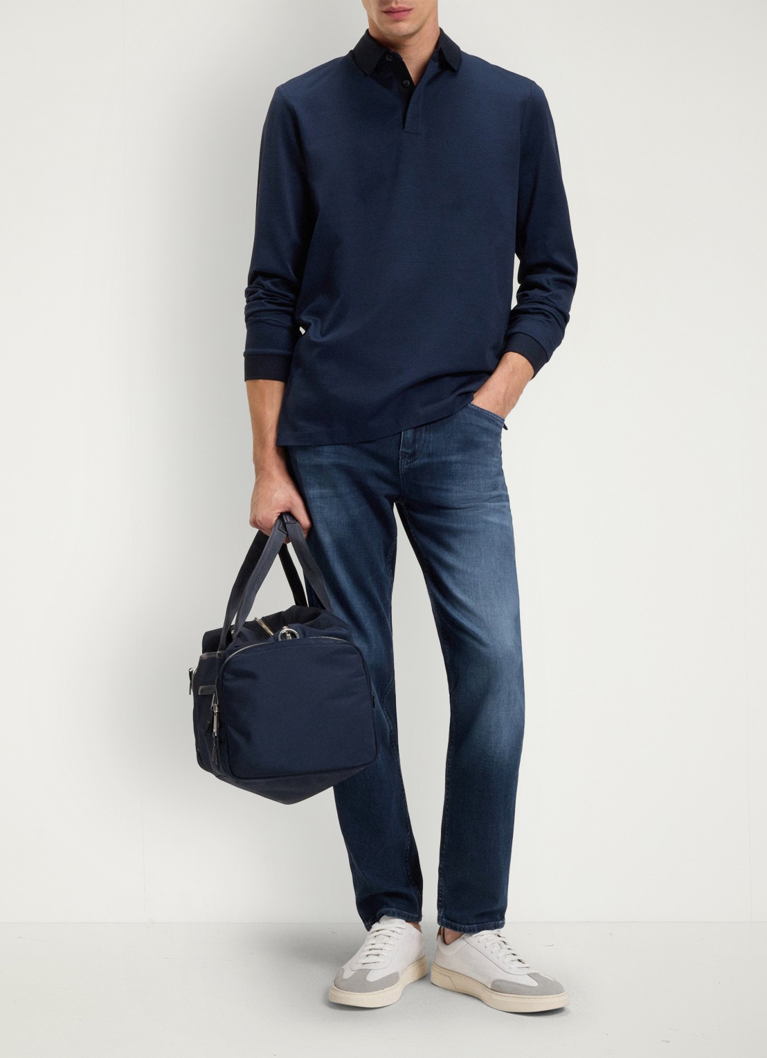 BOSS Maine straight leg jeans met donkere wassing - voorkant 6 indigo
