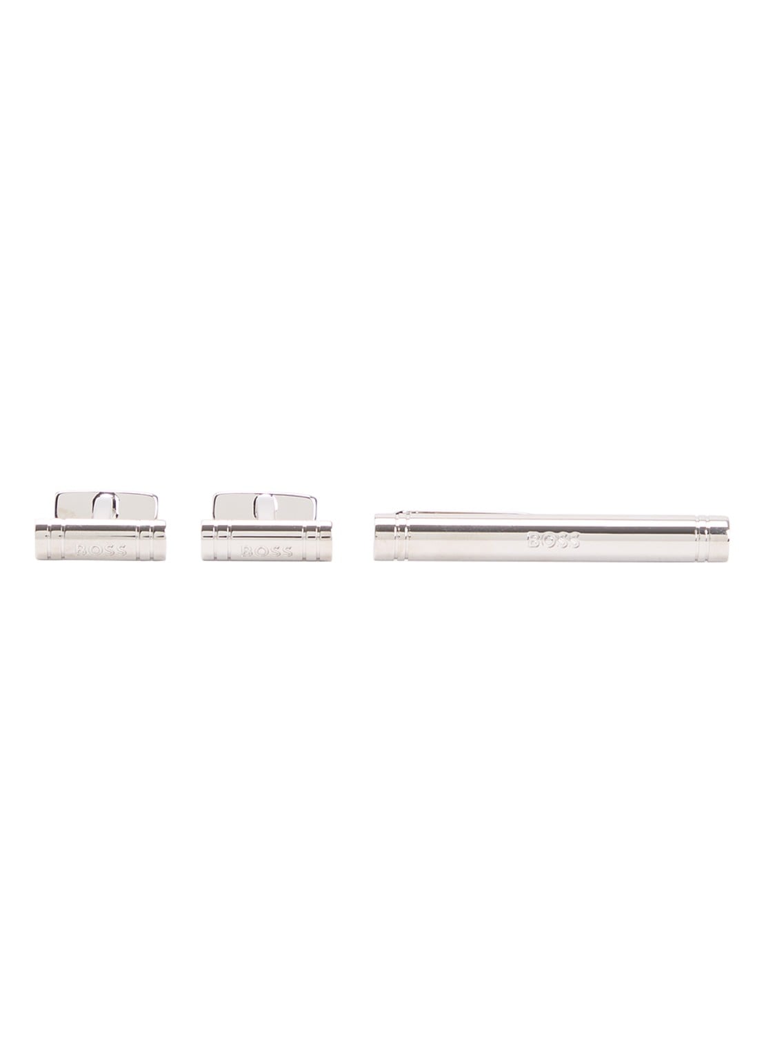 BOSS  Manchetknopen en dasspeld in giftbox - voorkant zilver