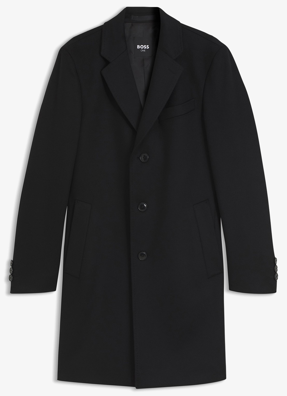 BOSS Mantel in kasjmier wolblend - voorkant 5 zwart